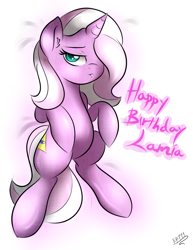 Size: 2975x3850 | Tagged: safe, artist:ep-777, oc, oc only, oc:lamia, bedroom eyes, birthday, solo