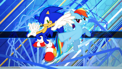 Size: 2560x1440 | Tagged: safe, artist:game-beatx14, artist:geonine, character:rainbow dash, character:sonic the hedgehog, .zip file at source, crossover, sonic the hedgehog (series), wallpaper