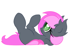 Size: 1200x848 | Tagged: safe, artist:starlightlore, oc, oc only, oc:heartbeat, species:bat pony, species:pony, blank flank, bored, heart eyes, pouting, simple background, solo, transparent background, wingding eyes