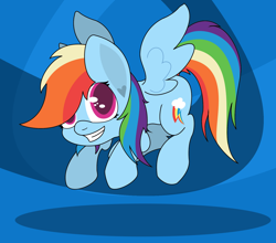 Size: 1724x1520 | Tagged: safe, artist:graphene, character:rainbow dash, cute, dashabetes, female, flying, grin, looking at you, smiling, solo, spread wings, wings