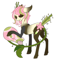 Size: 1414x1327 | Tagged: safe, artist:weird--fish, oc, oc only, oc:dango, oc:mochi, augmented tail, monster pony, original species, piranha plant pony, solo, tongue out