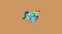 Size: 3072x1699 | Tagged: safe, artist:xieril, character:rainbow dash, species:pegasus, species:pony, brown background, female, hexels, minimalist, simple background, solo