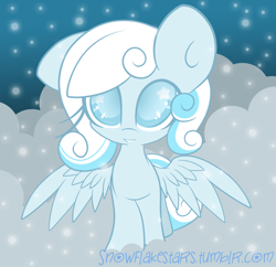 Size: 1024x993 | Tagged: safe, artist:starlightlore, oc, oc only, oc:snowdrop, cloud, cloudy, snow, snowfall, solo