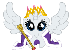 Size: 873x647 | Tagged: safe, artist:darkhestur, character:rarity, species:alicorn, species:pony, c:, cape, clothing, crown, crowning, female, looking at you, new crown, princess, pun, race swap, raricorn, scepter, simple background, smiling, solo, species swap, spread wings, tooth, transparent background, twilight scepter, vector, wat, wings