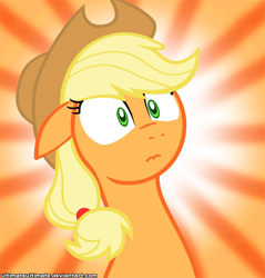 Size: 1000x1045 | Tagged: safe, artist:zantyarz, character:applejack, female, reaction image, solo, surprise face