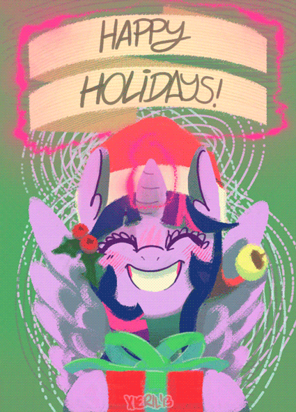 Size: 425x591 | Tagged: safe, artist:xieril, character:twilight sparkle, character:twilight sparkle (alicorn), species:alicorn, species:pony, animated, christmas, featured on derpibooru, female, happy holidays, magic, mare, present, solo