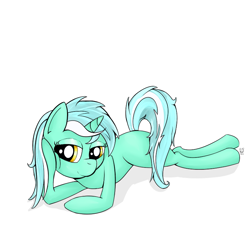 Size: 800x800 | Tagged: safe, artist:cheshiresdesires, character:lyra heartstrings, species:pony, species:unicorn, female, prone, simple background, smiling, solo, white background