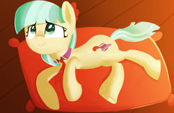 Size: 1700x1100 | Tagged: safe, artist:january3rd, character:coco pommel, species:earth pony, species:pony, cocobetes, cute, female, on side, pillow, solo