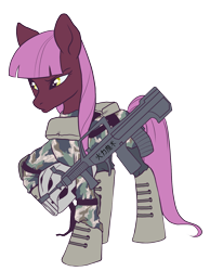 Size: 1403x1805 | Tagged: safe, artist:pixel-prism, oc, oc only, species:earth pony, species:pony, assault, battlefield 4, chinese, gun, helmet, military, military uniform, qbz-95-1, shuilian, soldier, solo, water lily