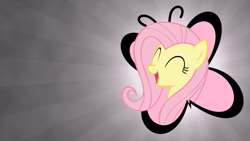 Size: 1920x1080 | Tagged: safe, artist:blackgryph0n, artist:hixma, artist:rainbowcrab, edit, character:fluttershy, species:pony, butterfly, cutie mark, female, happy, simple, solo, vector, wallpaper, wallpaper edit