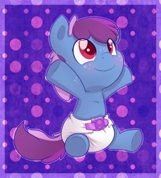 Size: 1158x1280 | Tagged: safe, artist:cuddlehooves, oc, oc only, oc:speckle, species:pony, baby, baby pony, cute, diaper, foal, freckles, looking up, poofy diaper, smiling, solo