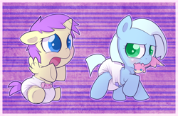 Size: 1800x1184 | Tagged: safe, artist:cuddlehooves, character:alula, character:pluto, character:princess erroria, oc, oc:tracy cage, species:alicorn, species:pony, /mlp/, baby, baby pony, cuddlehooves is trying to murder us, cute, diaper, foal, pluto, poofy diaper, slowpoke, slowpoke (pokémon)