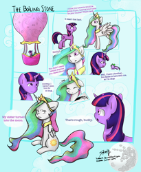 Size: 2050x2500 | Tagged: safe, artist:midnightpremiere, character:princess celestia, character:spike, character:twilight sparkle, avatar the last airbender, comic, hot air balloon, twinkling balloon