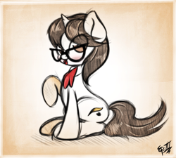 Size: 2000x1800 | Tagged: safe, artist:ep-777, character:raven inkwell, blushing, glasses, loose hair, solo