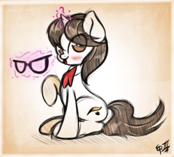 Size: 2000x1800 | Tagged: safe, artist:ep-777, character:raven inkwell, blushing, glasses, loose hair, magic, solo