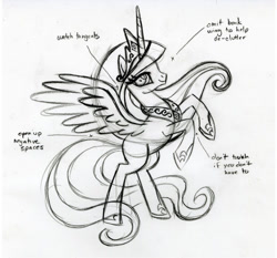 Size: 767x716 | Tagged: safe, artist:lauren faust, character:princess celestia, concept art, pencil drawing, sketch, traditional art