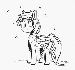 Size: 832x774 | Tagged: safe, artist:xieril, character:rainbow dash, chest fluff, female, grayscale, monochrome, solo