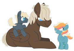 Size: 940x645 | Tagged: safe, artist:dbkit, character:dumbbell, oc, parent:dumbbell, parent:rainbow dash, parents:dumbdash, species:pony, colt, filly, male, offspring, simple background, transparent background
