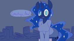 Size: 1920x1080 | Tagged: safe, artist:whoop, character:princess luna, species:anthro, female, solo, wallpaper