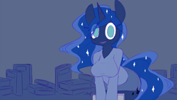 Size: 1920x1080 | Tagged: safe, artist:whoop, character:princess luna, species:anthro, female, solo