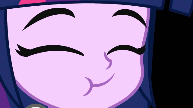 Size: 640x360 | Tagged: safe, artist:khuzang, character:twilight sparkle, my little pony:equestria girls, :t, animated, cute, do you want this cake, eating, female, nom, smiling, solo