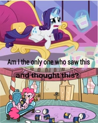 Size: 1280x1600 | Tagged: safe, artist:petirep, character:pinkie pie, character:rarity, fanfic:bittersweet, episode:inspiration manifestation, g4, my little pony: friendship is magic, comfort eating, comparison, couch, crying, eating, fainting couch, ice cream, marshmelodrama, nom, rainbow dash presents, running makeup, suicide, underhoof