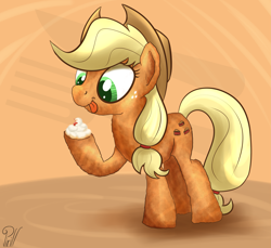 Size: 3271x2993 | Tagged: safe, artist:pirill, character:applejack, 30 minute art challenge, apple pie, female, food pony, imminent autocannibalism, original species, solo, this will not end well, tongue out