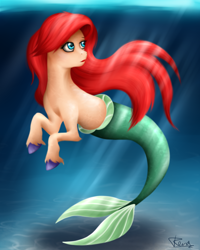 Size: 1280x1600 | Tagged: safe, artist:renaphin, ariel, disney, disney princess, mermaid, merpony, ponified, solo, the little mermaid