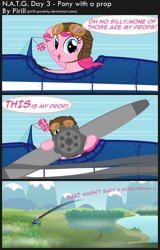 Size: 5000x7817 | Tagged: safe, artist:pirill, character:pinkie pie, species:pony, absurd resolution, clothing, comic, crash, dice, fuzzy dice, goggles, hat, pilot, plane, plane crash, propeller