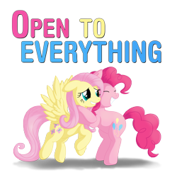 Size: 3000x3000 | Tagged: safe, artist:stinkehund, character:fluttershy, character:pinkie pie, ship:flutterpie, female, fluffy, hug, lesbian, pansexual, pansexual pride flag, pride, shipping