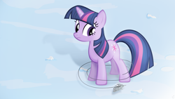 Size: 1920x1080 | Tagged: safe, artist:stinkehund, character:twilight sparkle, character:twilight sparkle (unicorn), species:pony, species:unicorn, at-at, confused, crossover, cute, female, frown, giant pony, giantess, looking down, macro, mare, snow, snowspeeder, solo, star wars, walker, wallpaper, wat, worried