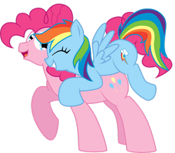 Size: 1280x1120 | Tagged: safe, artist:kittyhawk-contrail, artist:sweethd, character:pinkie pie, character:rainbow dash, species:earth pony, species:pegasus, species:pony, ship:pinkiedash, bubble berry, bubbledash, colored, female, half r63 shipping, male, rule 63, shipping, simple background, straight, transparent background