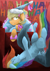 Size: 1397x1997 | Tagged: safe, artist:hewison, character:applejack, character:rainbow dash, costume