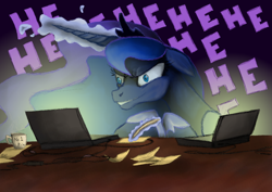 Size: 1000x707 | Tagged: safe, artist:hewison, character:princess luna, computer, female, solo