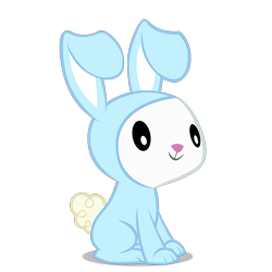 Size: 1000x1000 | Tagged: safe, artist:stinkehund, character:angel bunny, species:rabbit, angelbetes, bunception, buncursion, bunny costume, clothing, costume, cute, male, redundant, simple background, sitting, solo, the bun has been doubled, transparent background