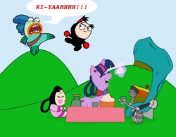 Size: 2164x1679 | Tagged: safe, artist:cartuneslover16, character:twilight sparkle, non-mlp oc, oc, crossover, fanboy and chum chum, fish hooks, pucca, wat