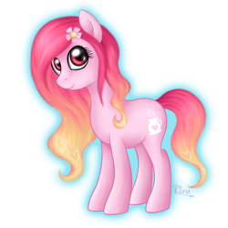 Size: 1200x1200 | Tagged: safe, artist:renaphin, oc, oc only, unnamed oc, cute, flower, long mane, looking at you, simple background, smiling, solo, transparent background