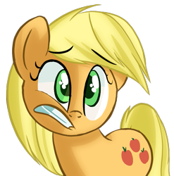 Size: 849x858 | Tagged: safe, artist:january3rd, character:applejack, female, hatless, missing accessory, shocked, simple background, solo, transparent background