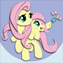 Size: 1801x1802 | Tagged: safe, artist:the-paper-pony, character:fluttershy, butterfly, female, filly, ponidox, self adoption, self ponidox, solo, time paradox
