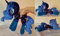 Size: 3028x1824 | Tagged: safe, artist:epicrainbowcrafts, character:princess luna, species:human, beanie (plushie), clothing, hand, irl, irl human, photo, plushie, socks, solo, striped socks