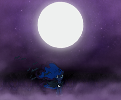 Size: 2667x2182 | Tagged: safe, artist:hewison, character:princess luna, bat cloak, female, high res, moon, night, solo