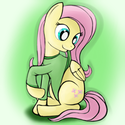 Size: 1000x1000 | Tagged: safe, artist:cheshiresdesires, character:fluttershy, species:pegasus, species:pony, bottomless, clothing, female, mare, partial nudity, solo, sweater, sweatershy
