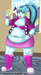 Size: 1958x3581 | Tagged: safe, artist:professordoctorc, character:sonata dusk, species:human, equestria girls:rainbow rocks, g4, my little pony: equestria girls, my little pony:equestria girls, bbw, belly, belly button, chubby, fat, female, muffin top, saggy, solo, sonataco, sonatubby, taco, taco tuesday, weight gain