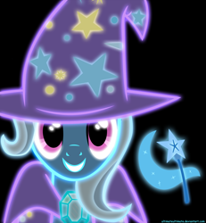 Size: 3000x3252 | Tagged: safe, artist:zantyarz, edit, character:trixie, species:pony, species:unicorn, female, high res, mare, neon, smiling, solo, wallpaper