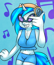 Size: 1000x1200 | Tagged: safe, artist:wolfy-pony, character:dj pon-3, character:vinyl scratch, species:anthro, female, solo