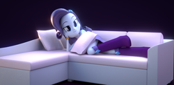 Size: 1020x500 | Tagged: safe, artist:creatorofpony, artist:derpie pie, artist:frankier77, character:rarity, my little pony:equestria girls, 3d, bedroom eyes, blender, boots, clothing, couch, draw me like one of your french girls, female, pillow, pose, seductive pose, shoes, skirt, solo