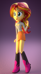 Size: 1080x1920 | Tagged: safe, artist:creatorofpony, artist:derpie pie, artist:frankier77, character:sunset shimmer, my little pony:equestria girls, 3d, blender, cleavage, clothing, downloadable, female, keyhole turtleneck, open-chest sweater, skirt, solo, sweater, turtleneck
