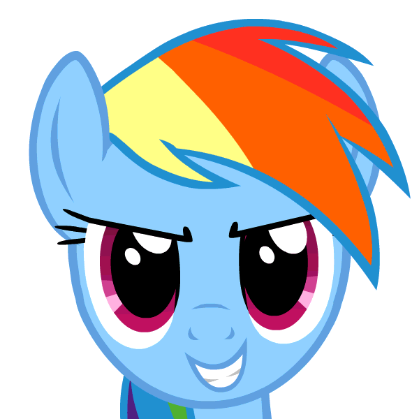 Size: 600x600 | Tagged: safe, artist:blackgryph0n, character:rainbow dash, >:), animated, evil grin, female, grin, headbang, headbob, simple background, smiling, smirk, solo, transparent background