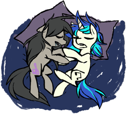Size: 915x822 | Tagged: safe, artist:ghost, character:dj pon-3, character:octavia melody, character:vinyl scratch, ship:scratchtavia, drool, female, lesbian, shipping, sleeping