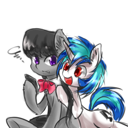 Size: 1000x1000 | Tagged: safe, artist:luciferamon, character:dj pon-3, character:octavia melody, character:vinyl scratch, ship:scratchtavia, female, lesbian, phone, shipping